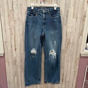 Old Navy High Rise Sky-Hi Wide Leg Distressed Jeans Womens 6 Trendy Streetwear